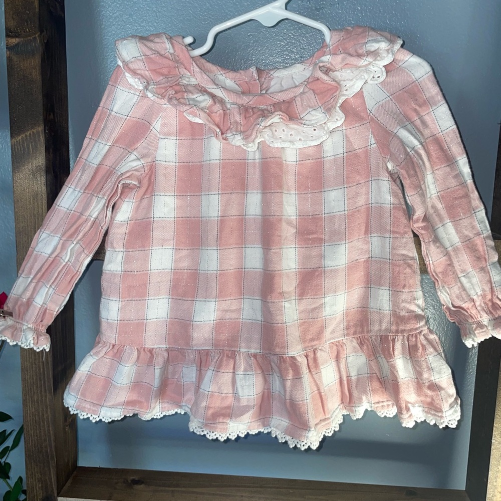 Shabby Chic Girls Plaid Long Sleeve Shirt Size 24 months